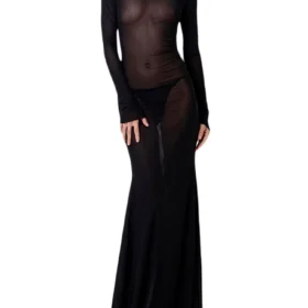 Women See Through Mesh Long Dress